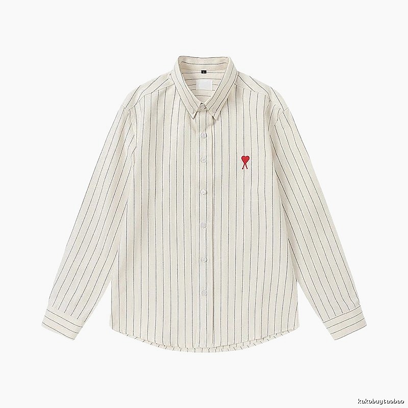 AMI Stripe Minimalist Style White Shirt