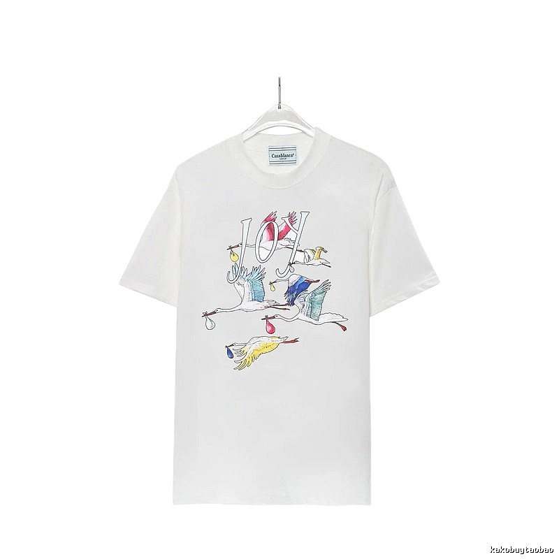 Casablanca Crane Print Wind White T-shirt