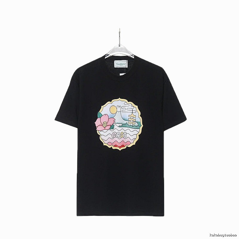 Casablanca Print Retro Style Black T-shirt