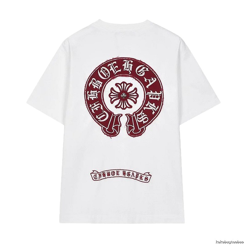 Chrome Hearts Vintage Style White T-shirt with Horseshoe Embroidery
