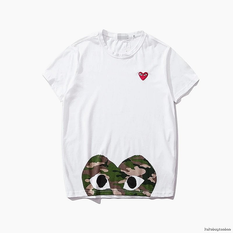 Comme des Garcons PLAY 2021-49 Green Style 2149 Heart Logo T-Shirt Casual Layering