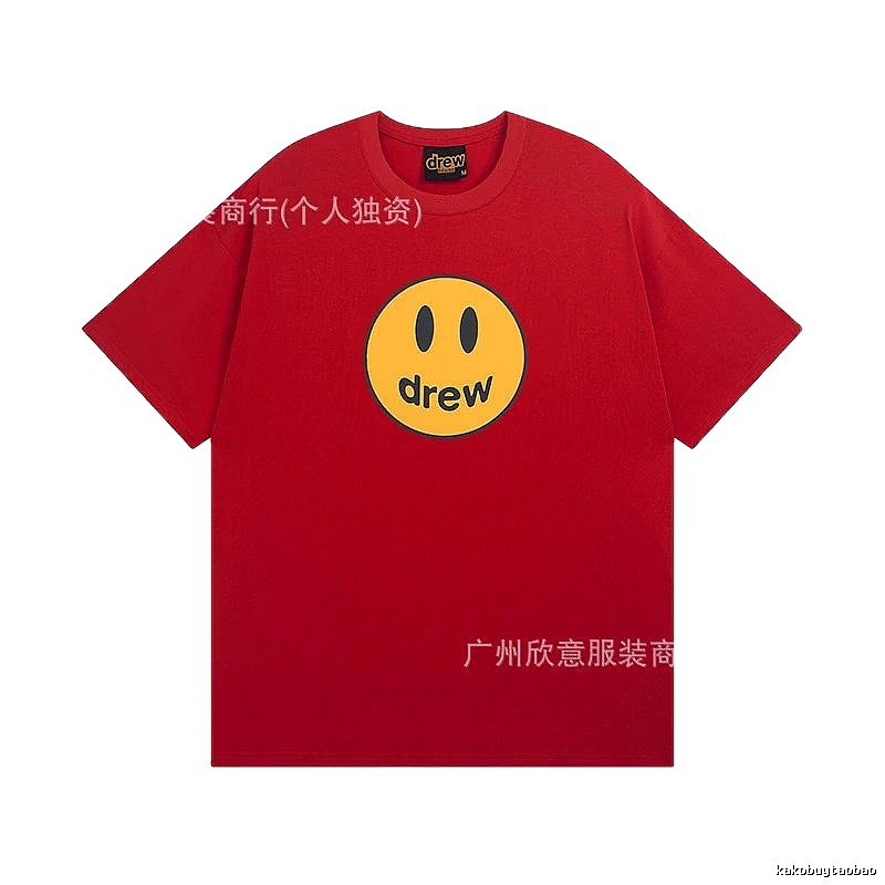 DREW Smiley American Street Style Red Short Sleeve T-Shirt