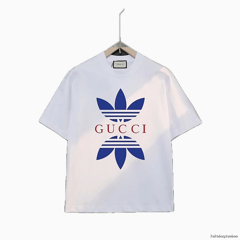 Gucci clover blue and white short-sleeved shirt