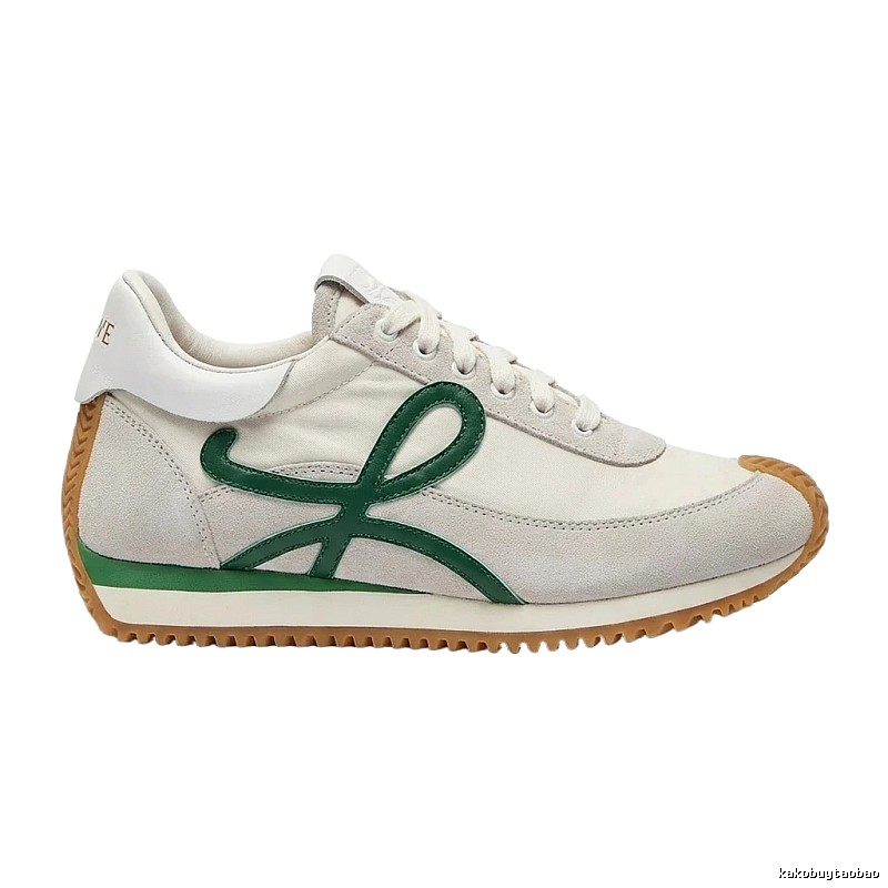 LOEWE retro-style white and green sports shoes