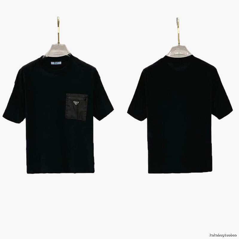 Prada Triangle Logo Minimalist Style Black Short-sleeve T-shirt