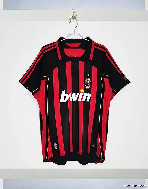 AC Milan Patterned Retro soccer jersey Red Black Striped with Polished Detail