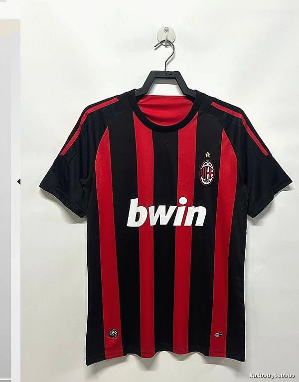 AC Milan Summer Retro soccer jersey Red Black Striped with Bold Graphic