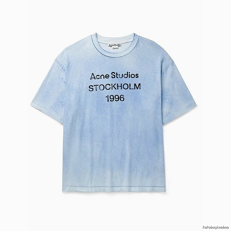 Acne Studios 2090-80 Deep Blue Style Ac908046 Stockholm Logo T-Shirt Casual Layering