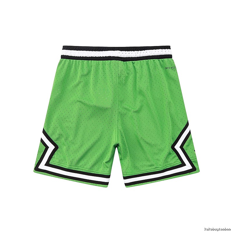AJ basketball-style green shorts
