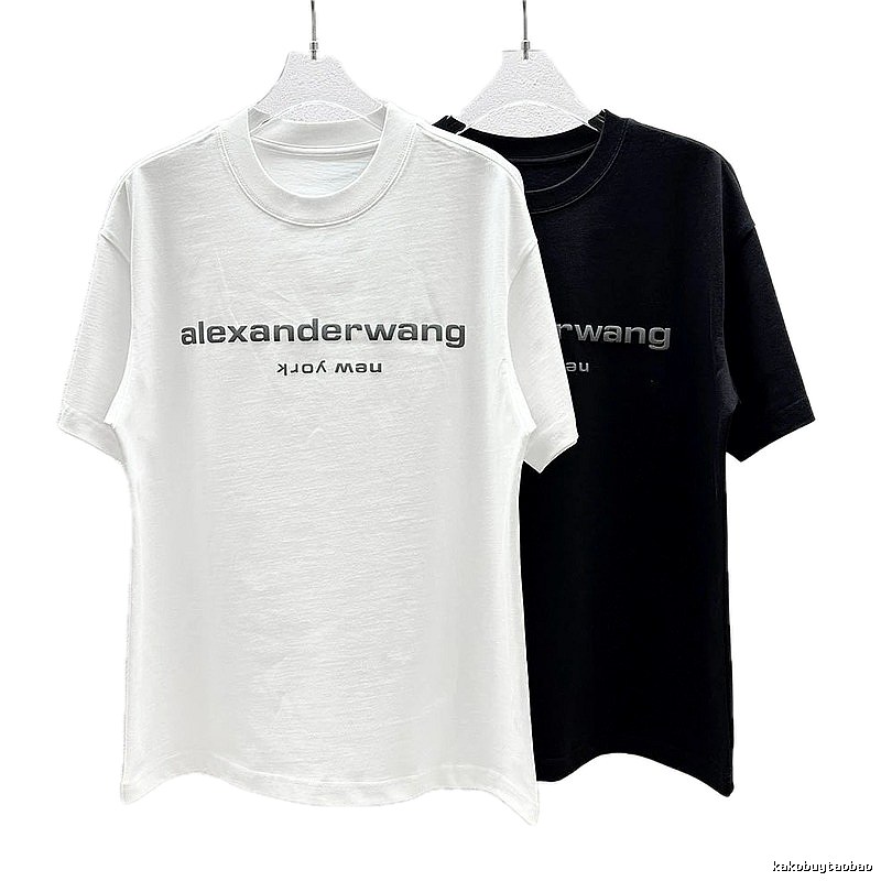Alexander Wang Trendy Letter Style Black and White Short-Sleeve T-Shirt