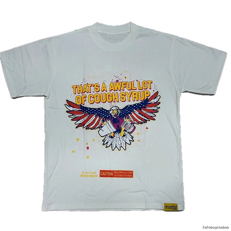 ALOCS Flying Eagle Print American Vintage White T-shirt