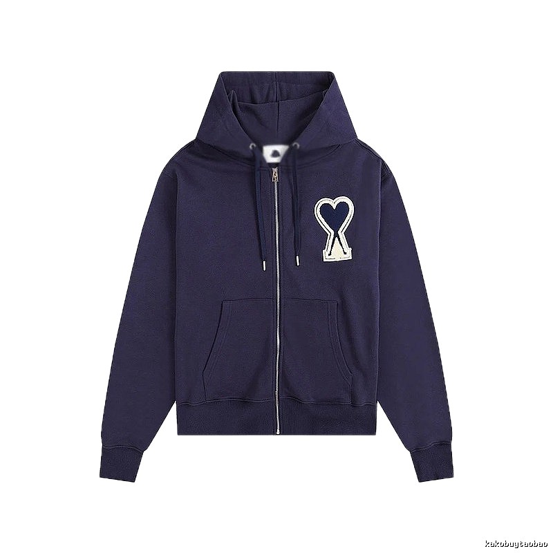 AMI Heart Pattern Zipper Hoodie