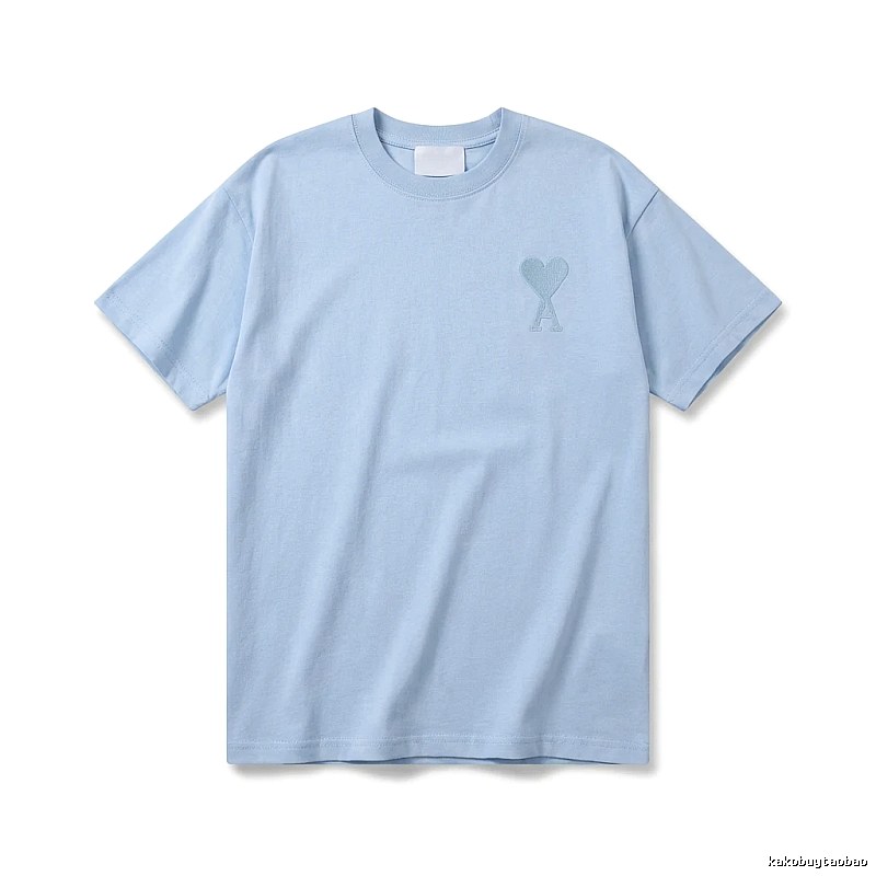 AMI Love Heart Pattern Light Blue T-shirt