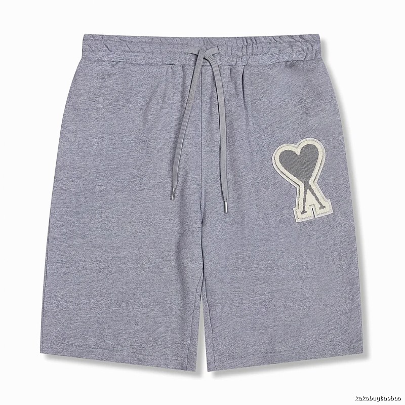 AMI Love Heart Pattern Light Gray Shorts