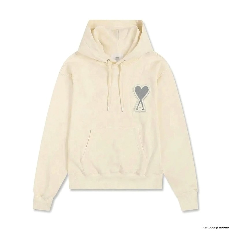 AMI Love Minimalist Style Beige Hoodie