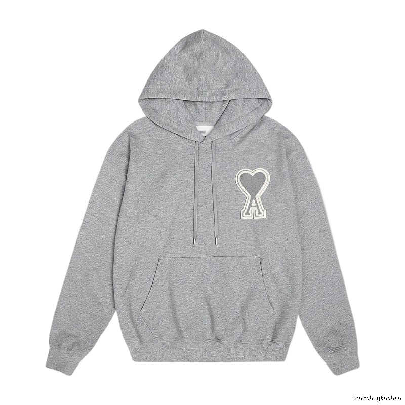 AMI Love Minimalist Style Grey Hoodie