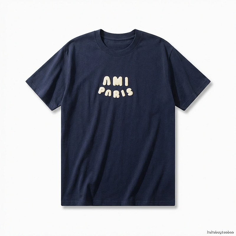 AMI minimalist style dark blue T-shirt