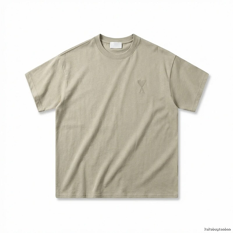 AMI minimalist style khaki T-shirt