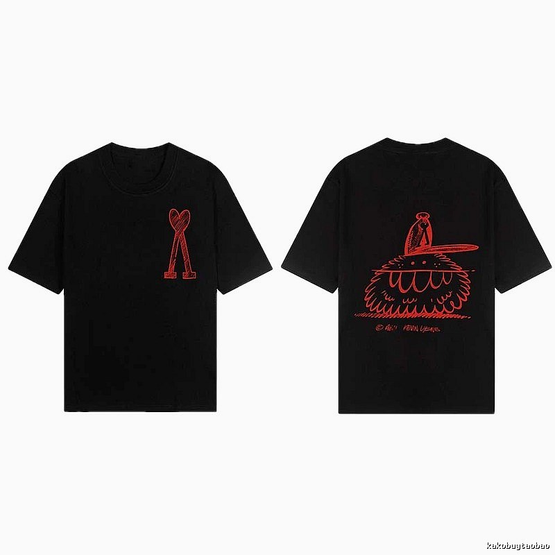 AMI red printed short-sleeve T-shirt