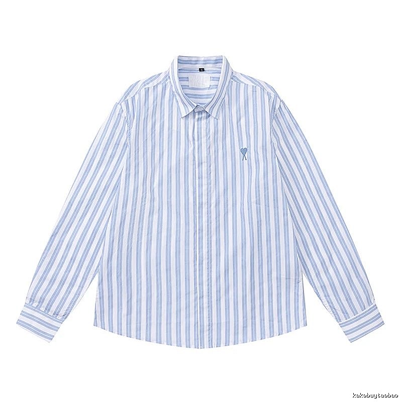 AMI Stripe Simple Blue Shirt