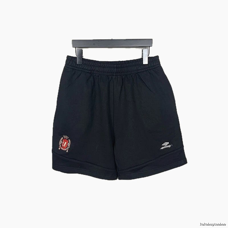 Balenciaga badge-style black shorts
