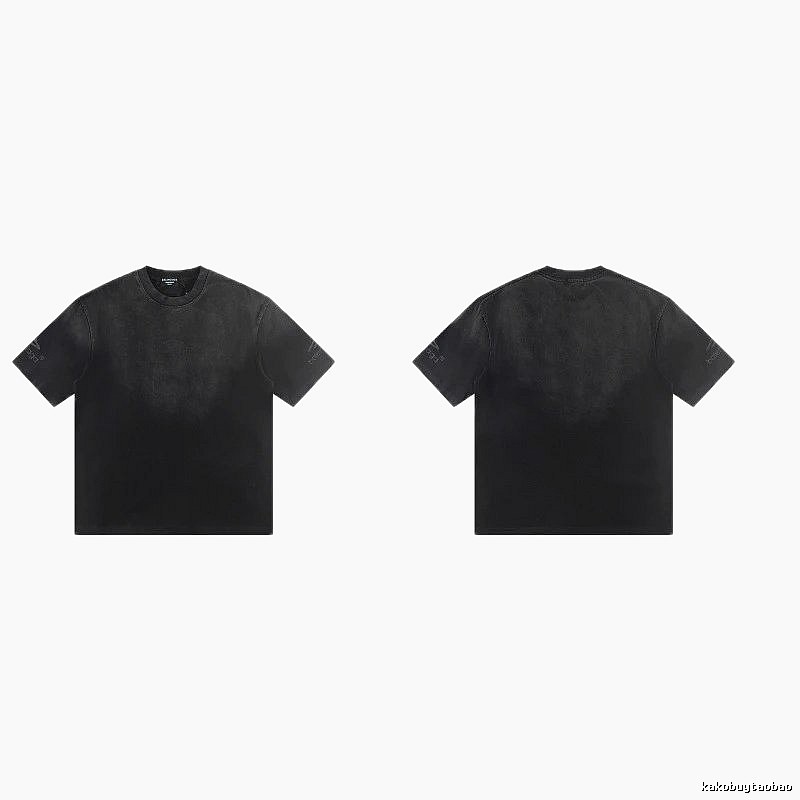 Balenciaga Distressed Street Style Black Short-Sleeve T-Shirt