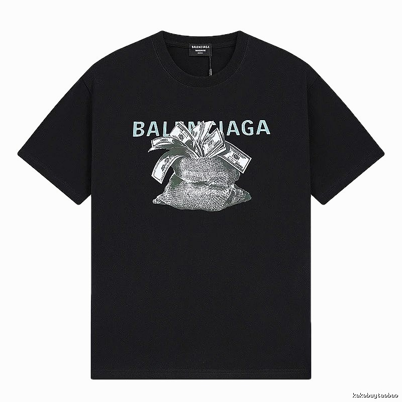 Balenciaga Dollar Print Street Style Black T-Shirt