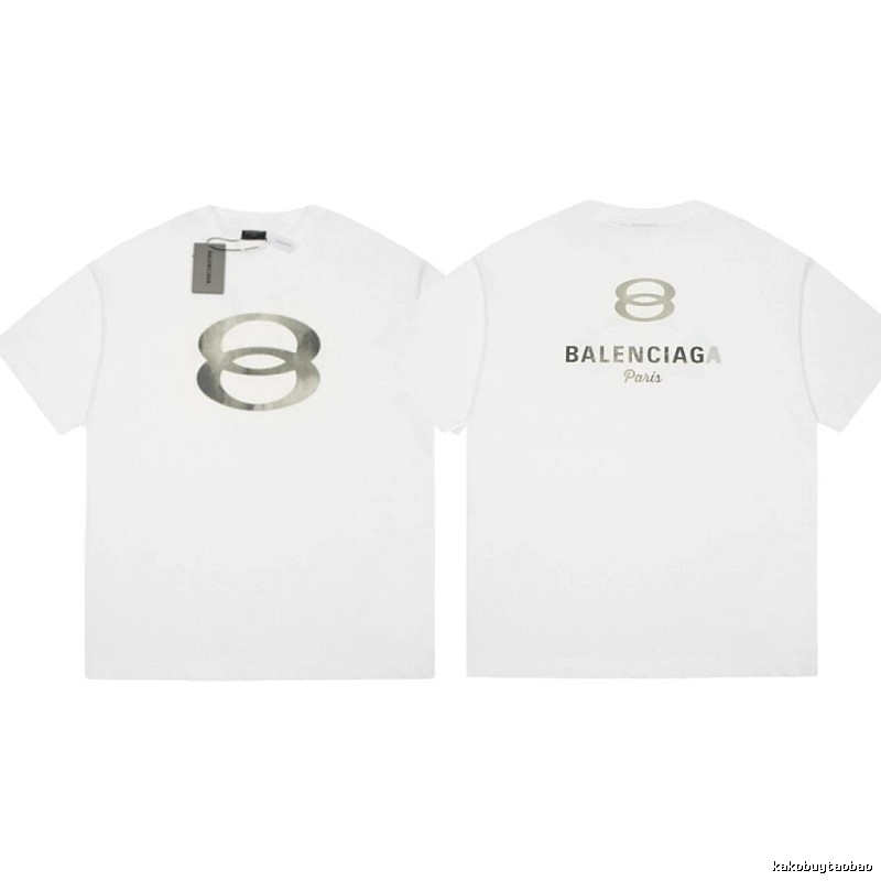 Balenciaga Double 8 Print Street Style White T-Shirt