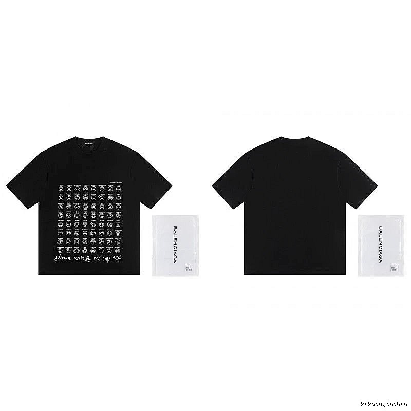 Balenciaga Emoji Printed Street Style Black T-Shirt