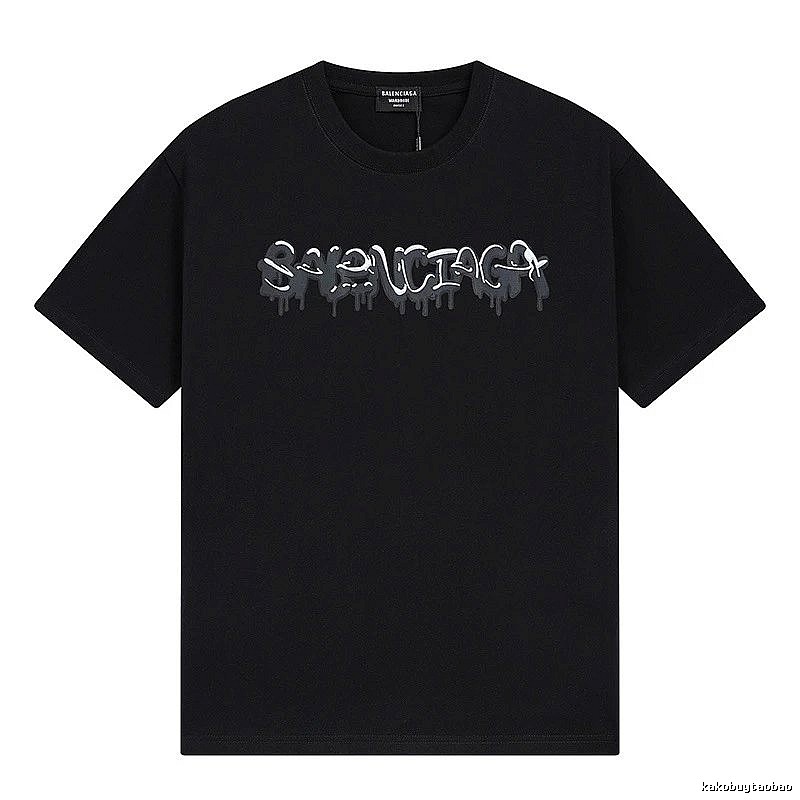 Balenciaga Graffiti Street Style Black Short Sleeve T-shirt