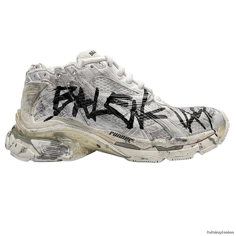 Balenciaga graffiti-style white shoes