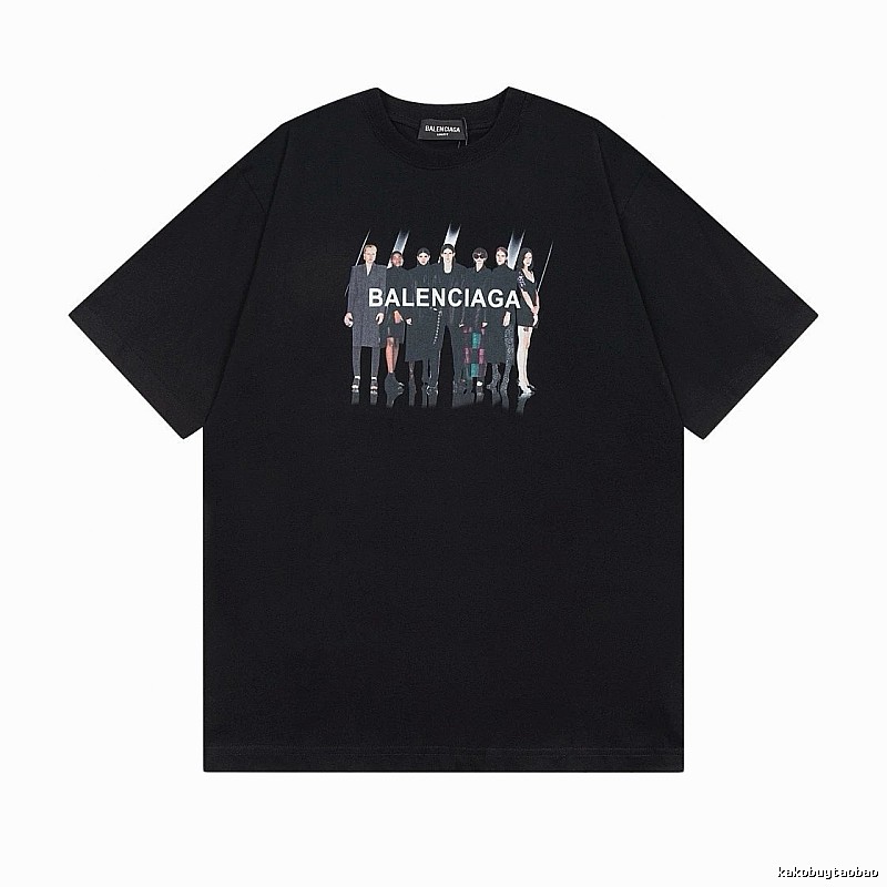 Balenciaga Portrait Print Trendy Black T-Shirt
