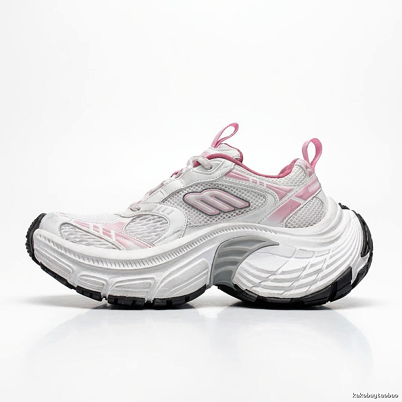 Balenciaga retro-style pink and white sports shoes