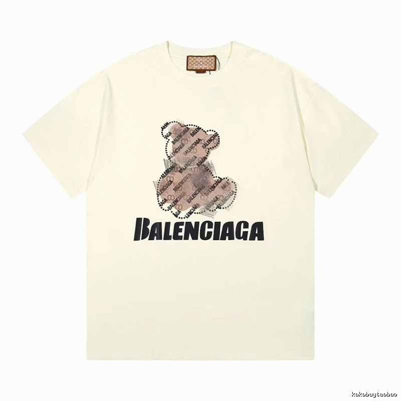Balenciaga Trendy Off-white T-shirt with Bear Print