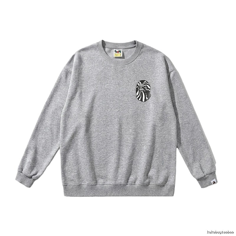 Bape Ape Head Minimalist Style Grey Sweatshirt