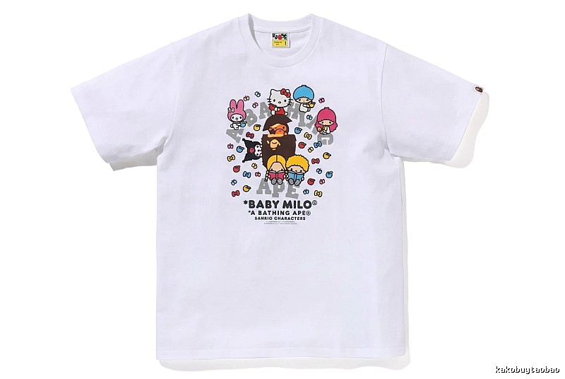 Bape cartoon - printed white T - shirt