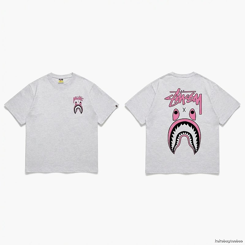 Bape Shark Co-branded Light Grey T-shirt