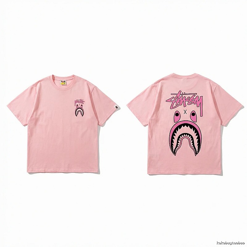 Bape Shark Pink Streetwear Short-sleeve Shirt