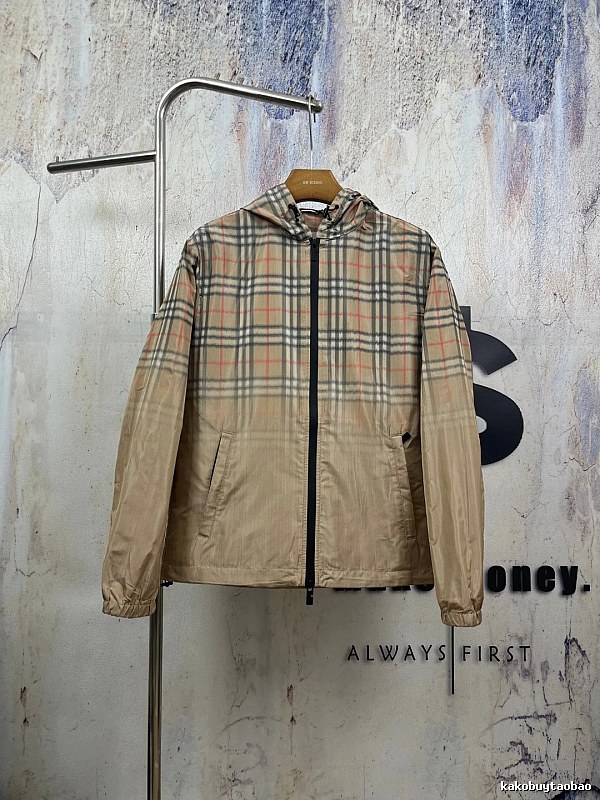 Beige Zip Jacket with Burberry Check Zip