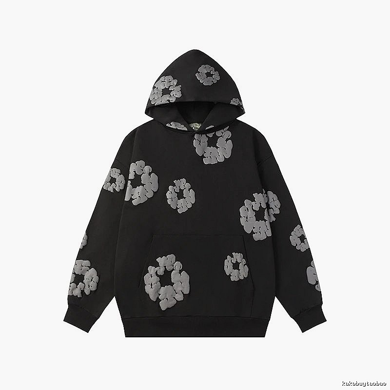 Black Allover Flower Graphic Hoodie