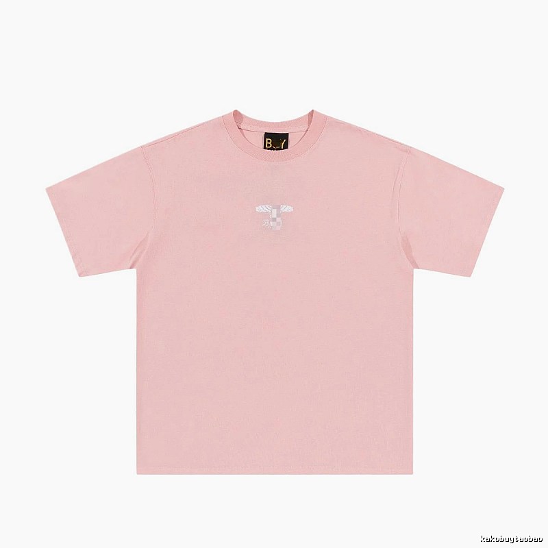 BOY Wing Print Street-style Pink Short Sleeve T-Shirt