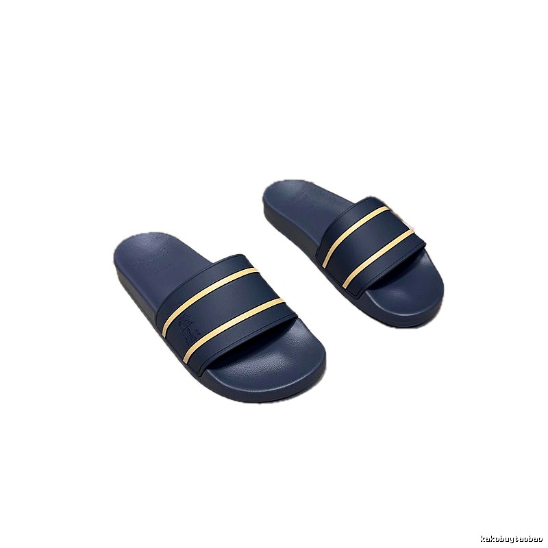 Brunello Cucinelli Casual Striped Navy Blue Slide Sandals