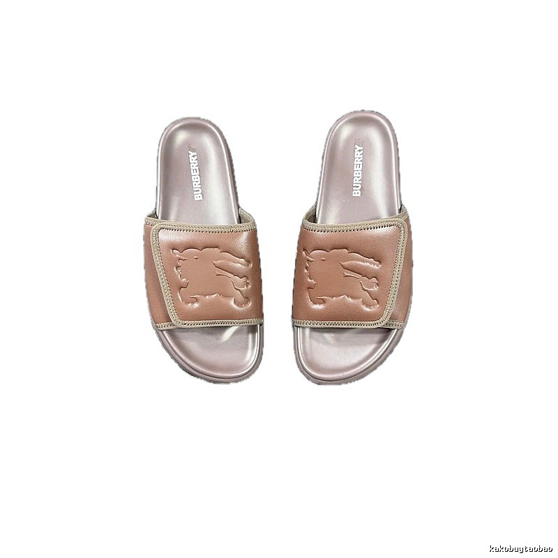Burberry Classic Knight-Embossed Light Luxury Style Brown Slides