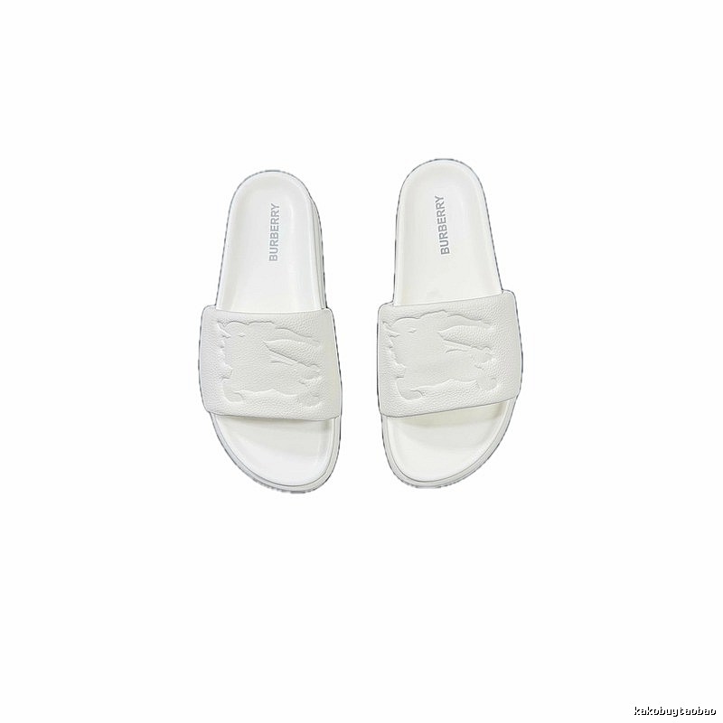 Burberry Embossed Equestrian Knight Minimalist White Slides