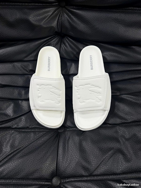 Burberry Knight Logo Minimalist Style White Slide Sandals