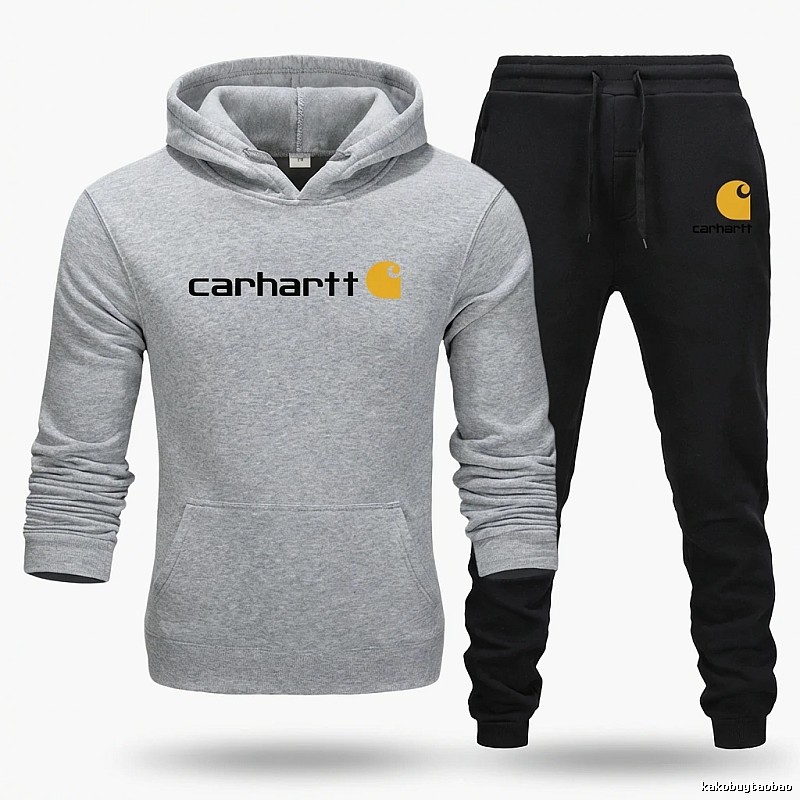 Carhartt trendy brand gray and black sportswear set