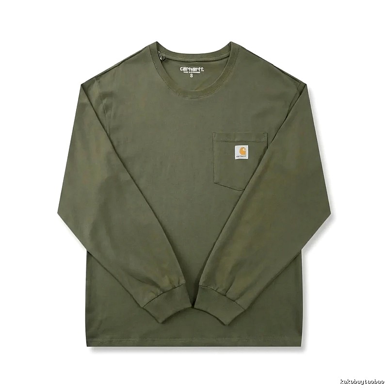 Carhartt workwear style olive green long-sleeve