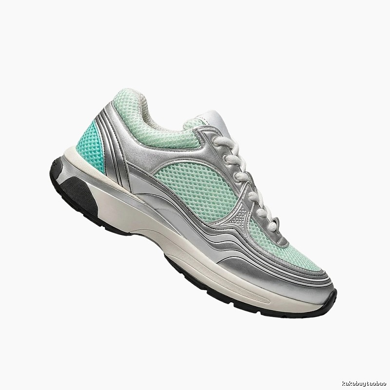 Chanel retro-style mint green sneakers