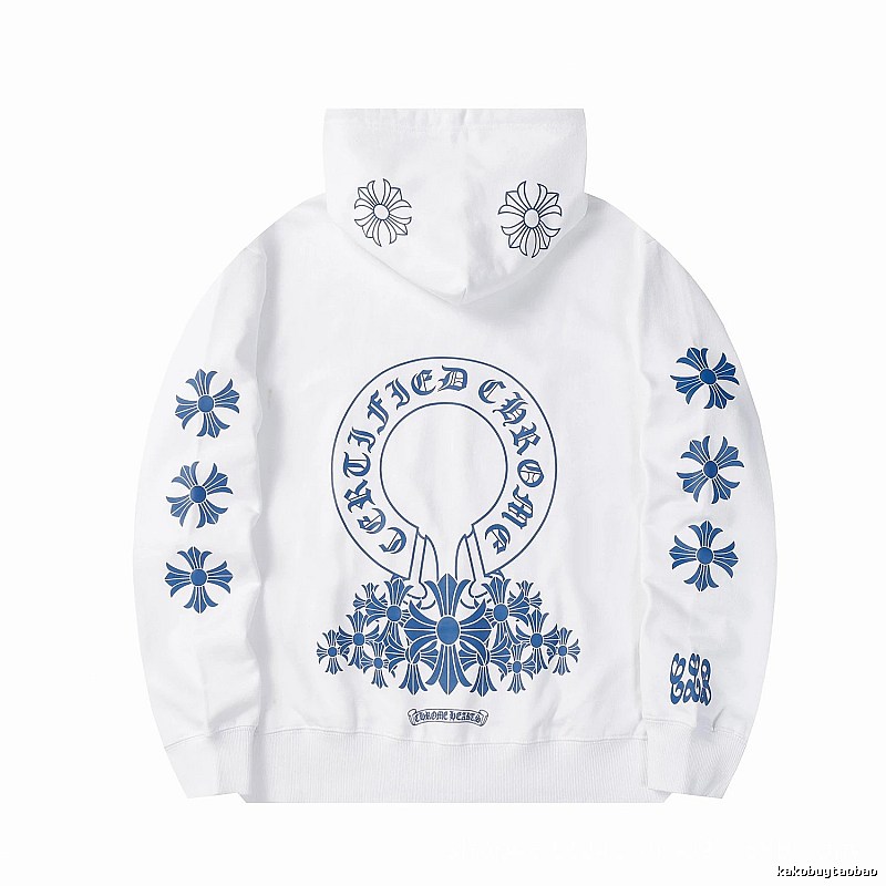 Chrome Hearts 2088-82 White Cross Graphic Hoodie Relaxed Styling