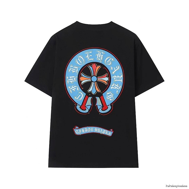 Chrome Hearts Colorful Cross Trendy Cool Style Black Short-sleeve T-shirt